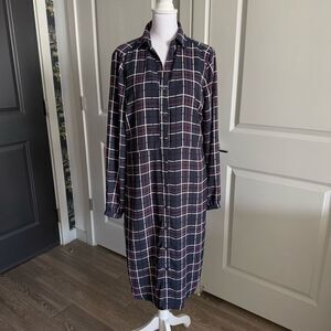 Banana Republic Plaid Shirt Dress - Black and Purple